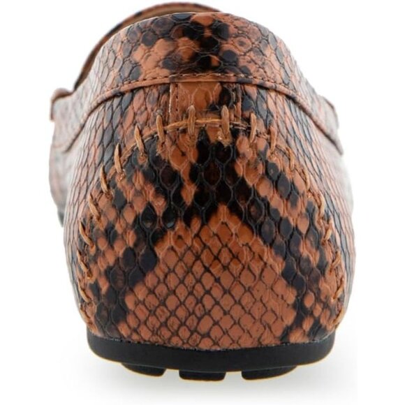 Aerosoles Women Tan Printed Closed Rounded Toe Over Drive Flats Loafer Shoes - Picture 3 of 7